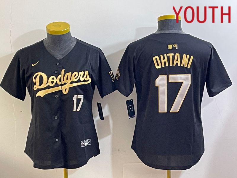 Youth Los Angeles Dodgers #17 Ohtani Black Gold Game 2024 Nike MLB Jersey style 1209